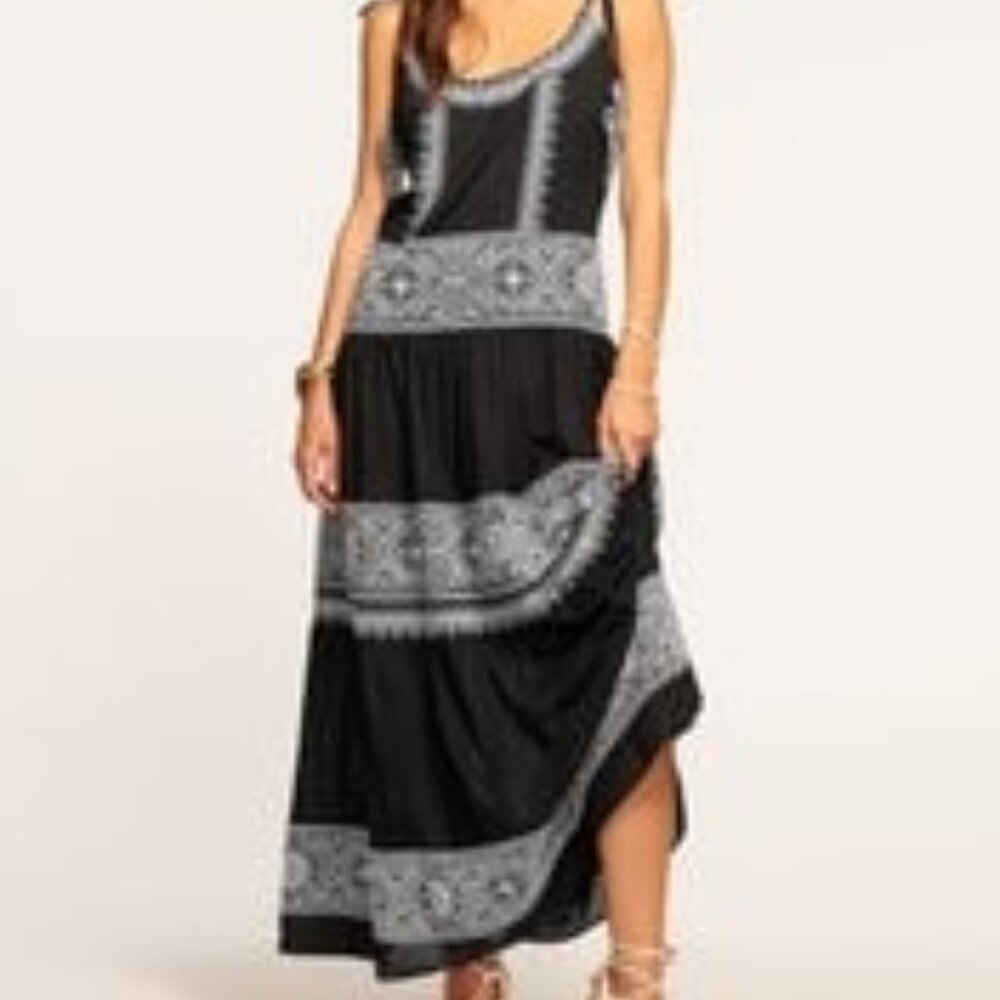 Ramy Brook Lexie Embroidered Cotton Cover-Up Dress Black White Multi Embroidered